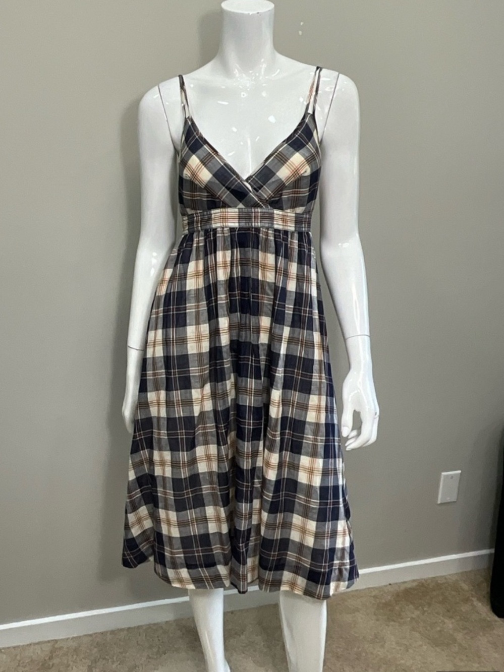 J. Crew vintage plaid dress size 10 navy blue